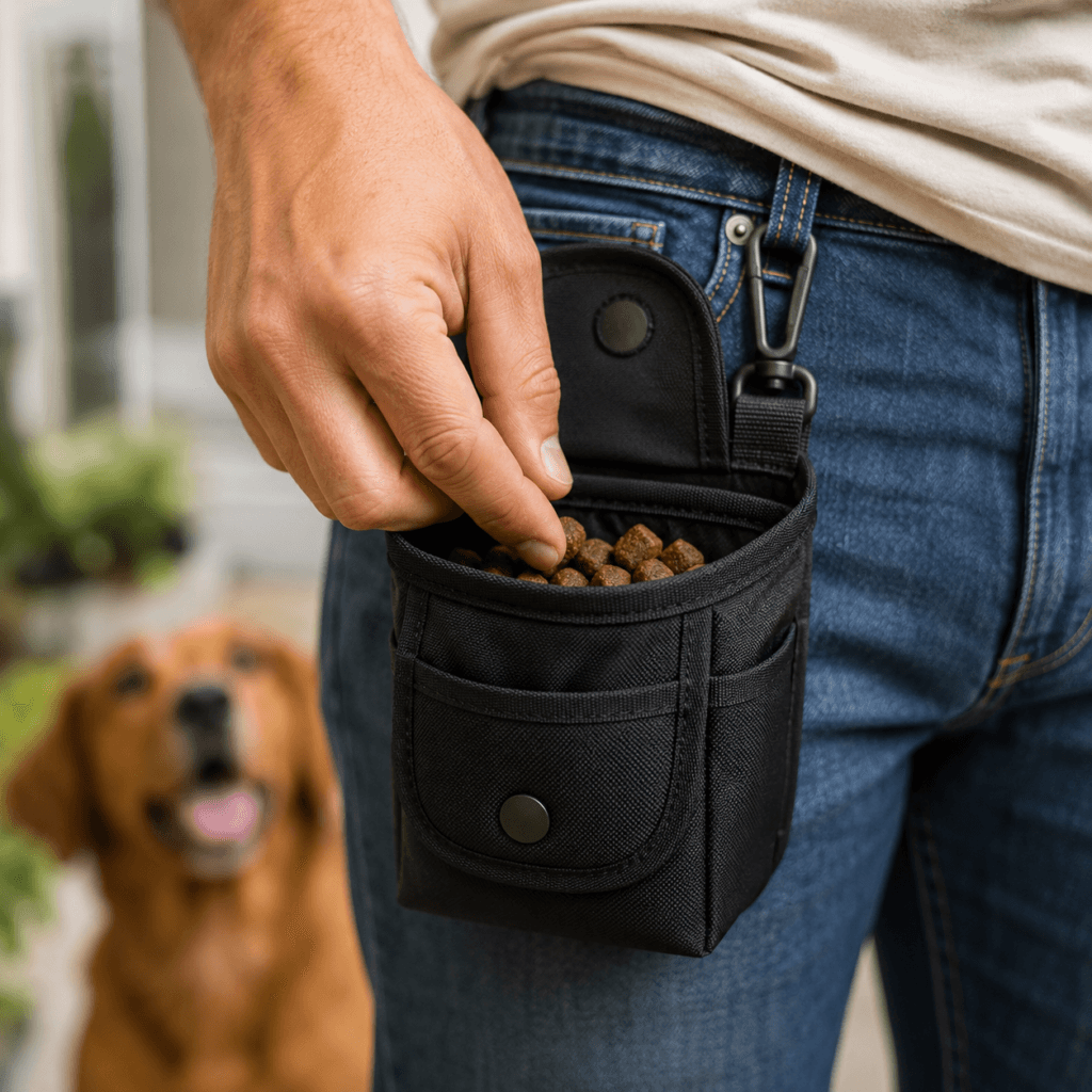 magnetic treat pouch one hand access dog training belt clip.png