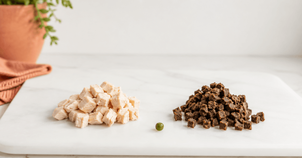 high value dog training treats boiled chicken freeze dried liver pea sized.png