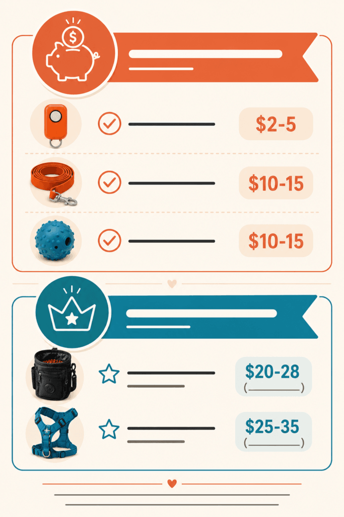 dog training gear save vs splurge budget guide infographic 2026.png