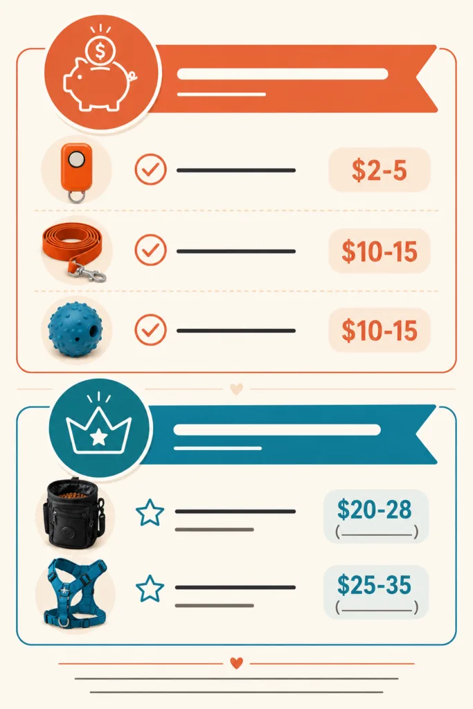 dog training gear save vs splurge budget guide infographic 2026.png