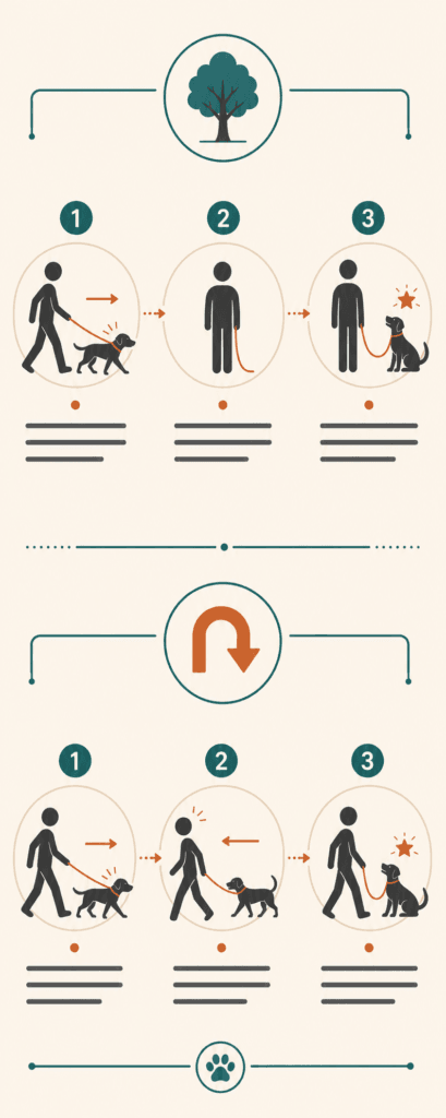 be a tree loose leash training technique illustration