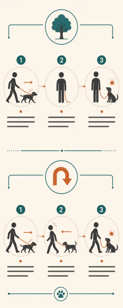 be a tree loose leash training technique illustration