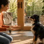 wean dog sitting attentively owner empty hands no treats