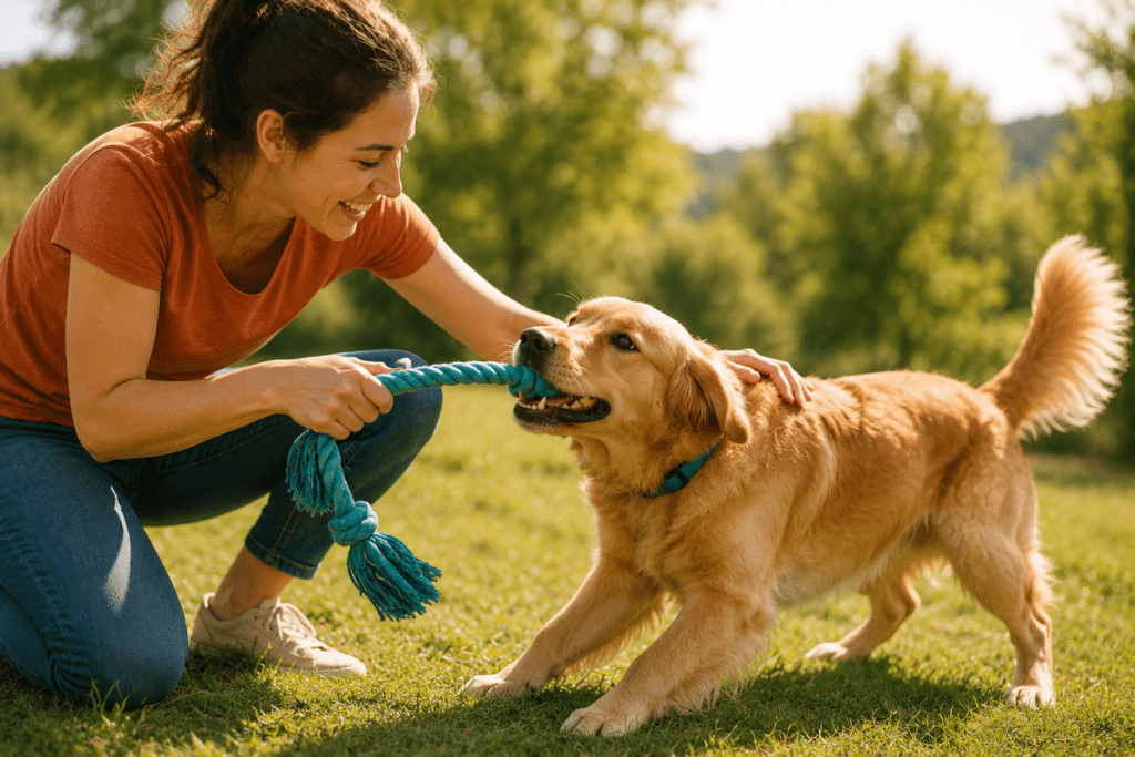 dog rewarded with play praise instead of treat