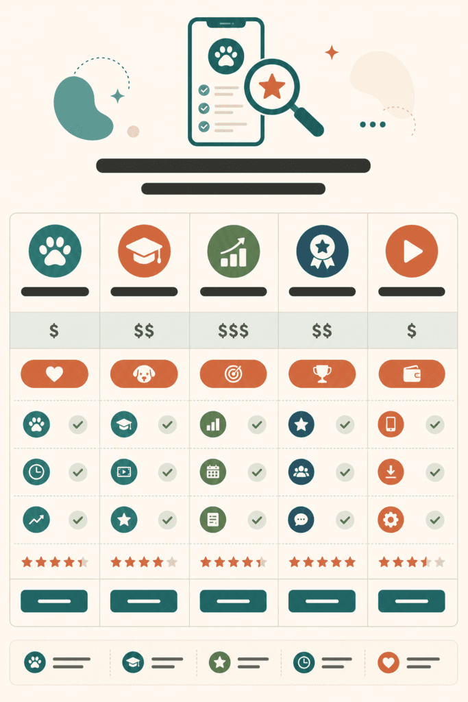 dog training apps comparison chart price features