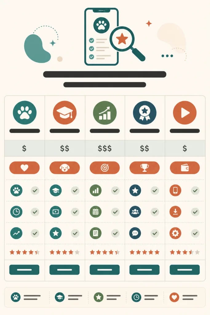dog training apps comparison chart price features