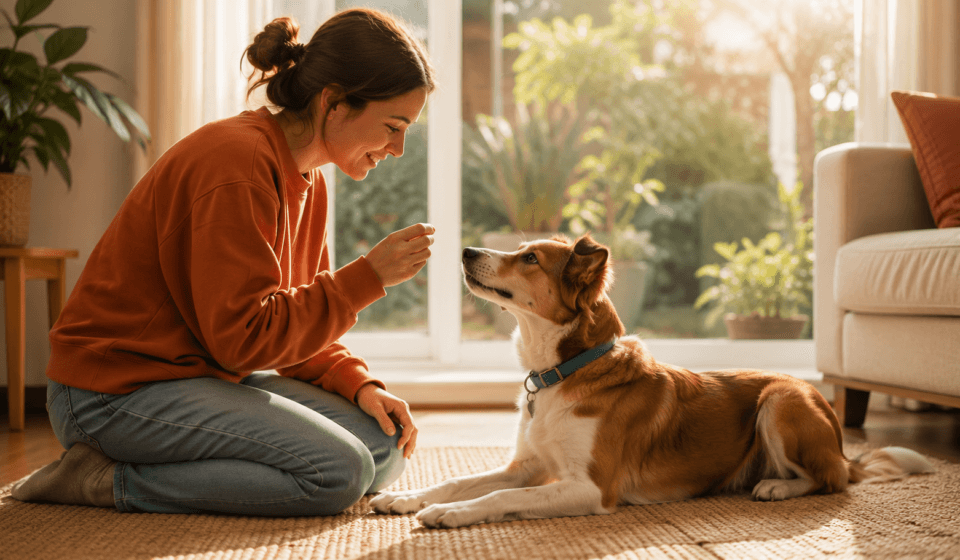 dog owner training session calm trust positive reinforcement