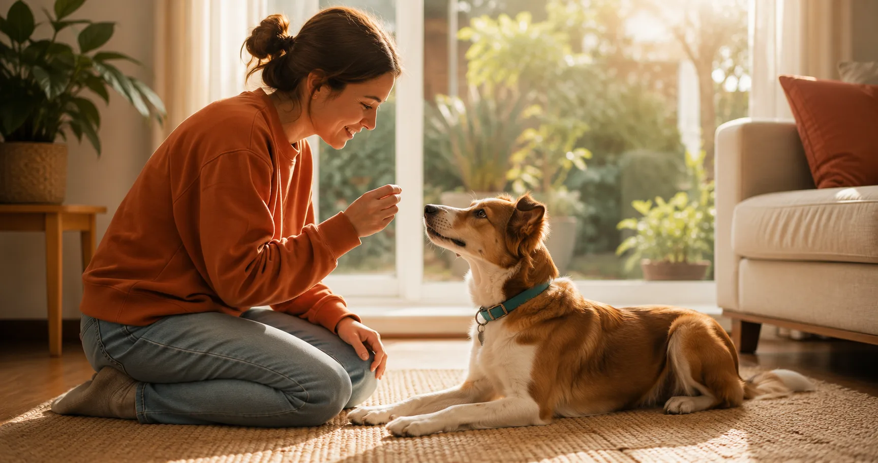 dog owner training session calm trust positive reinforcement