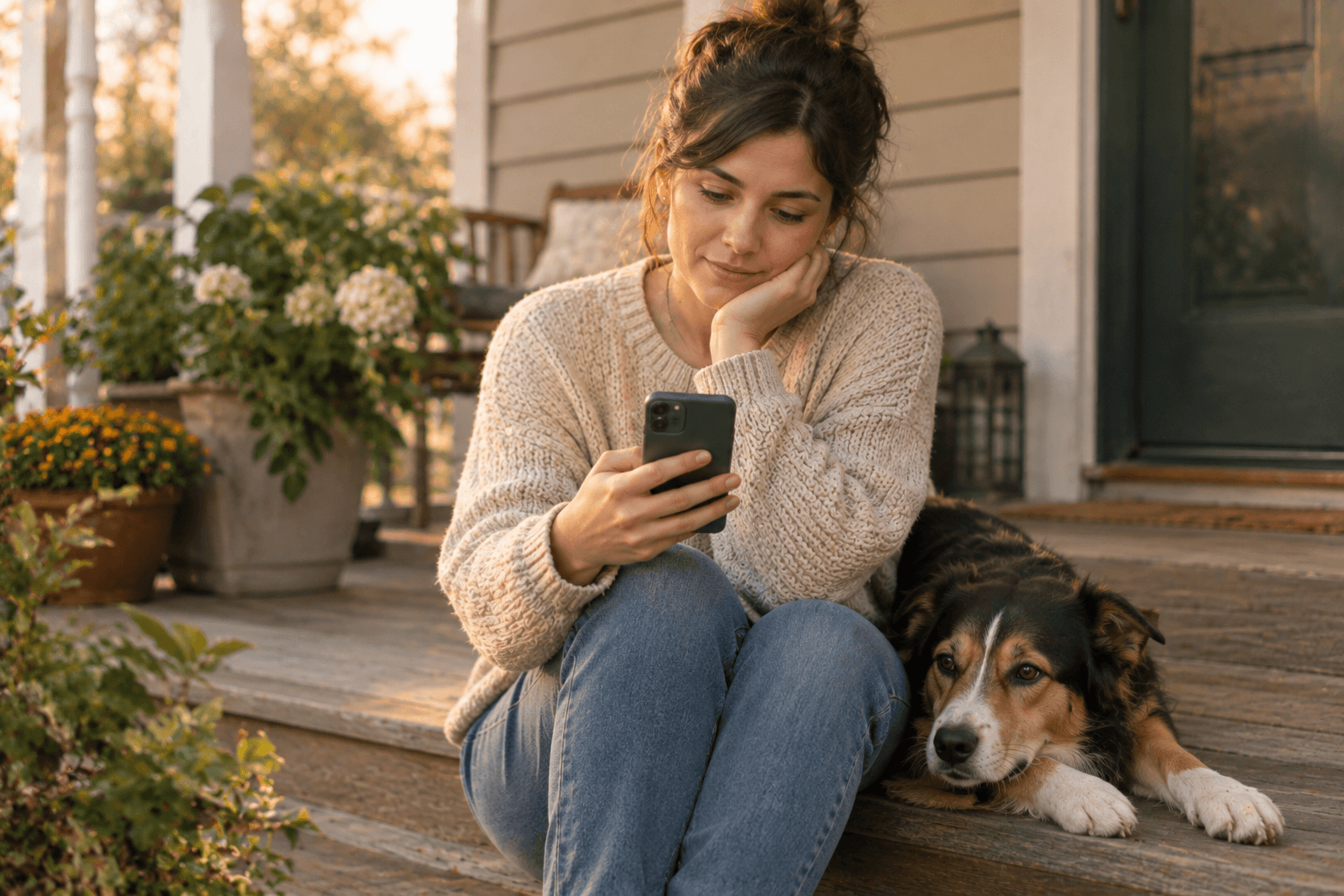 owner deciding between training app options for reactive dog
