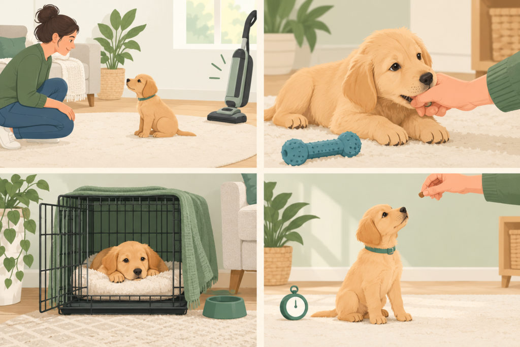 Four puppy priorities: socialization, bite inhibition, crate routine and short sessions